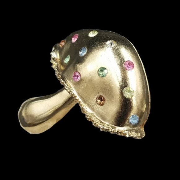 Vintage Coro Rhinestone Fantasy Mushroom Brooch - Picture 1 of 4
